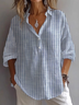 Women's Stripe Print Casual Button-Down Shirt