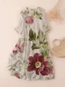 Women's Three Quarter Sleeve Spring/Fall Apricot Floral Printing Crew Neck Daily Going Out Casual Maxi H-Line Classic Dress
