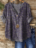Women's Vintage Floral Art Print Button-Down Shirt