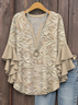 Women's Bohemian Pattern V-Neck Multi-Layered Lace Shirt
