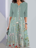 Floral Printed casual trendy round neck suit dress