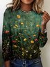 Cotton Vintage Crew Neck Plaid T-Shirt