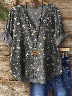 Women's Vintage Floral Art Print Button-Down Shirt