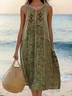 Casual Floral V Neck Dress With No