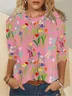Floral Casual Loose Crew Neck T-Shirt