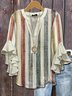 Women's Bohemian Pattern V-Neck Multi-Layered Lace Shirt