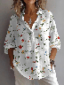 Women's Vintage Floral Print Lapel Button-Down Shirt