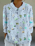 Floral Shawl Collar Loose Vintage Shirt