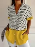 Women's Short Sleeve Shirt Summer Yellow Abstract Polka Dots Printing Shirt Collar Daily Going Out Casual Top
