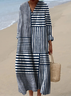 Women's simple striped geometric watercolor splash fluid art print flowy dress