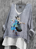 Animal Linen Blend Vintage Loose Shirt