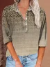 Button Long Sleeve Casual Vintage Print Shirt