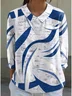 Geometric Casual Loose Linen Blend Shirt