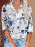 Button Long Sleeve Casual Vintage Print Shirt