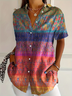 Women's Short Sleeve Shirt Summer As Picture Floral Printing Shirt Collar Daily Going Out Casual Top