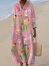 Women's Vintage Flowers Print Casual Long Sleeve Dress