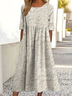 Cotton Casual Floral Dress With No