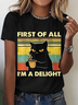First Of All I'm A Delight Sarcastic Angry Cat Coffee Lover Cotton T-Shirt