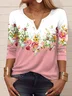V Neck Casual Jersey Loose Blouse