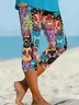 Women's  Elastic Waist H-Line Legging Daily Going Out Pants As Picture Casual Printing Cat Summer Pants