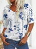 Jersey Loose Casual V Neck T-Shirt