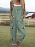 Loose Boho Cartoon Others Bib Pants
