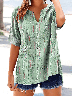 Women's V-Neck Button-Down Short-Sleeved Shirt
