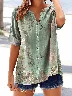Women's V-Neck Button-Down Short-Sleeved Shirt