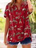 Women's Vintage Western Printed Cotton and Linen Shirt