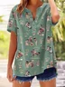Women's Vintage Western Printed Cotton and Linen Shirt