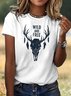 Casual Crew Neck Plain T-Shirt