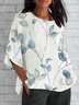 Women's Half Sleeve T-shirt Summer White Floral Crew Neck Daily Going Out Casual Top