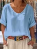 Cotton And Linen Short Sleeve T-Shirt