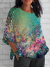 Women's Half Sleeve T-shirt Summer Green Floral Crew Neck Daily Going Out Casual Top