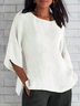 Women's Half Sleeve T-shirt Summer White Plain Crew Neck Daily Going Out Casual Top
