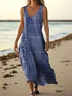 Women's Vintage Sleeveless V-Neck Dress