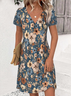 V Neck Regular Fit Simple Dress