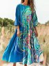 Casual Crew Neck Loose Gradient Pattern Dress