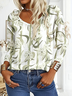 Casual Cotton-Blend Floral Blouse