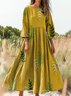 V Neck Loose Casual Floral Dress