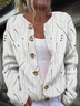 Striped Casual Crew Neck Loose Cardigan