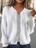 Loose Casual Plain Crew Neck Jacket