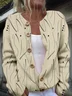 Striped Casual Crew Neck Loose Cardigan