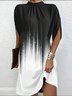 Women's Short Sleeve Summer Blue Plain Split Joint Crew Neck Dolman Sleeve Daily Going Out Vintage Midi A-Line Tank Dress