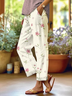 Women's  H-Line Baggy Pants Daily Going Out Pants Off White Casual Printing Floral Spring/Fall Pants