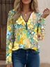 Loose Floral Zipper Vintage T-Shirt