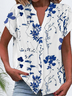 Women's Short Sleeve Shirt Summer White Floral Printing V Neck Daily Going Out Casual Top