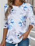 Casual Jersey Crew Neck Floral T-Shirt
