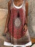 Regular Fit Casual Crew Neck Ethnic Geometry Dress