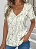 Casual V Neck Loose Geometric T-Shirt